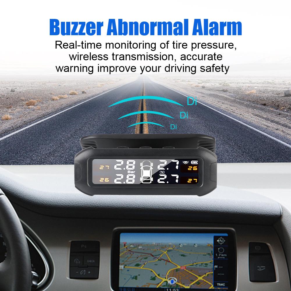 Rotary Display Digital TPMS Car Tire Pressure Monitoring System Alarm Tyre Pressure Temperature Tester 4 TPMS Sensors Solar TPMS