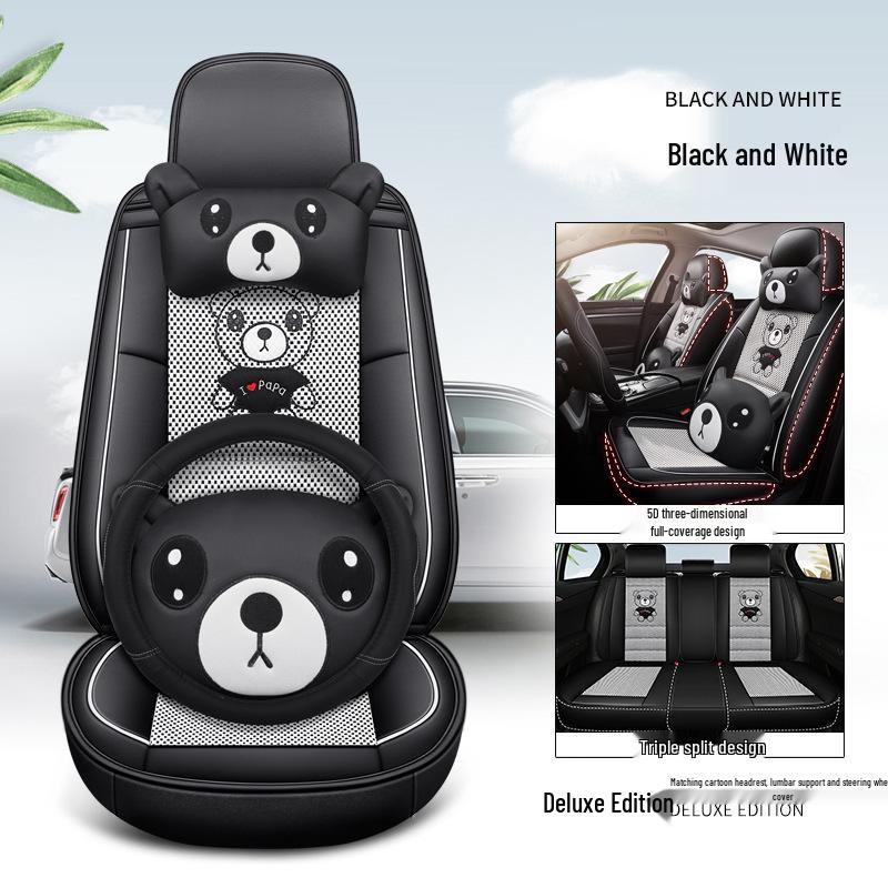 AION S Max 580 Geely L Thunder Hi Leather & Ice Silk Cartoon Car Seat Cushion - Universal, All-Season.