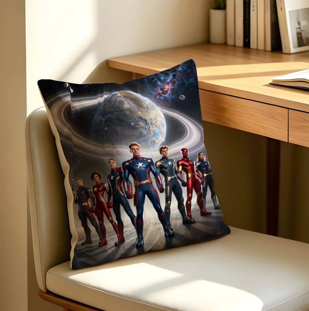 Throw Pillow Cushion Accent Pillow Includes Pillow Core 18.18 Inch Super Hero Team Print Soft Fabric For Sofa Bedroom Car