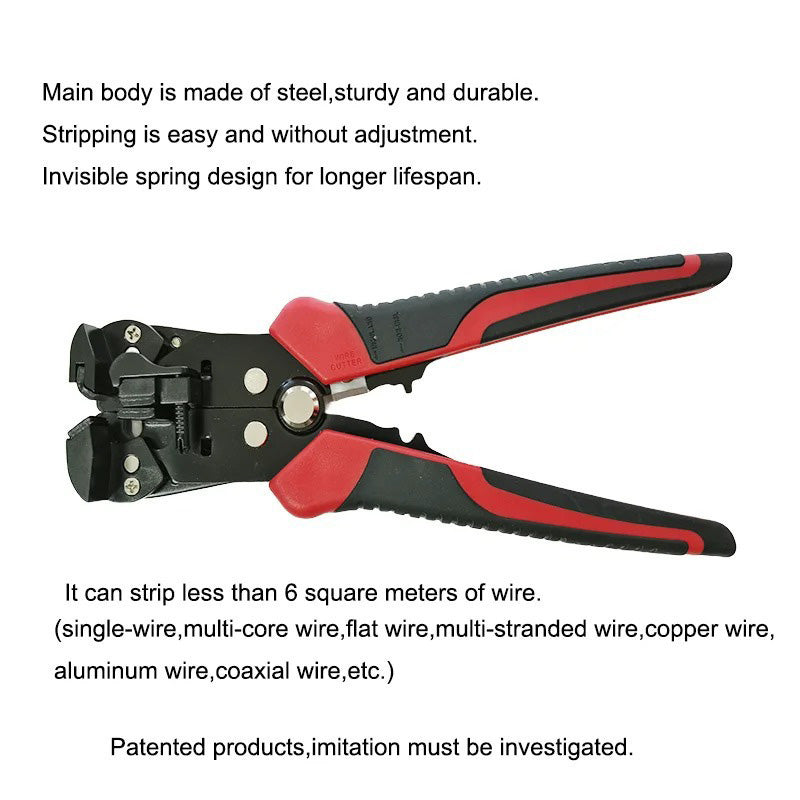 Self-adjusting Wire Stripper, 8-Inch Automatic Wire Stripper for 10-24 AWG Solid and Stranded Wire, 3 In 1 Function