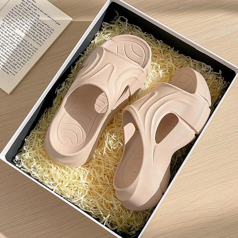 Thick bottom high heel cm muffin eva one-word drag trendy cool slippers women step on shit feeling soft bottom foreign trade wholesale