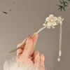 2026 New U-Shaped Hairpins Women Pearl Green Bead Flower Tassel Hair Fork Elegant Exquisite Hanfu Wedding Hair Accessories Gift