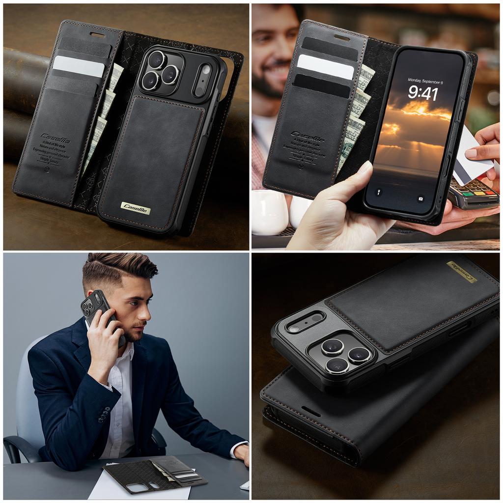 For iPhone 17 16 Pro Max iPhone Air 17 Pro Detachable Wallet Case Compatible with Magsafe, 2-in-1 PU Leather Flip RFID Blocking