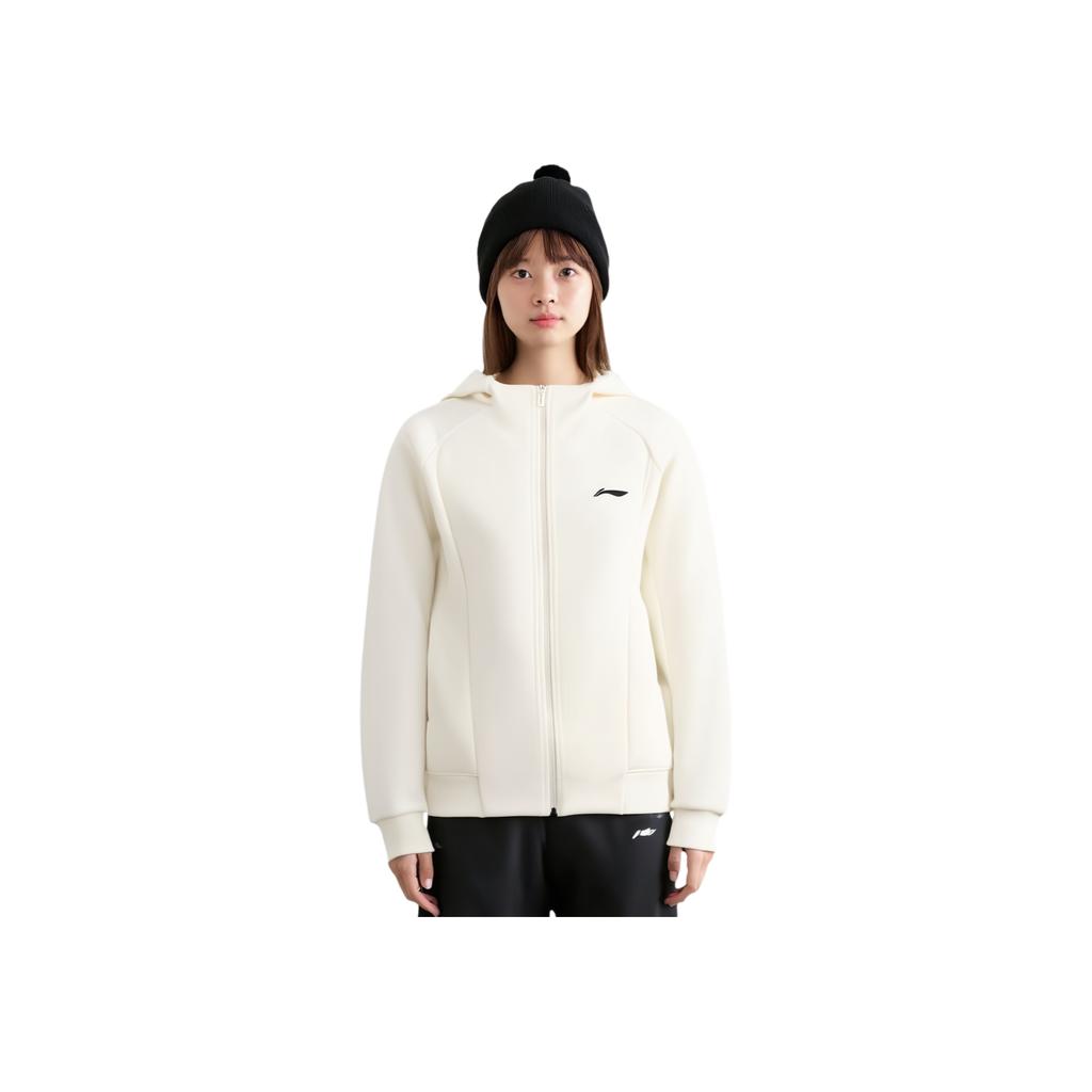 Li-Ning Solid Color Logo Print Chain Sweatshirt Women Sweatshirt Off-White AWDSH96-3