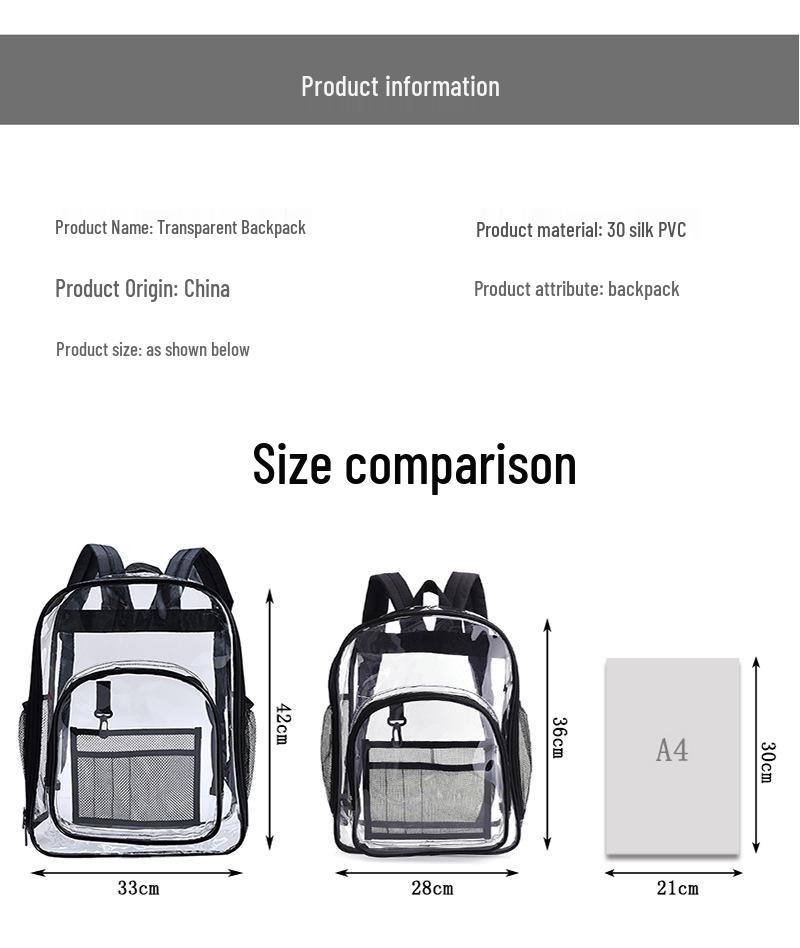 Eco-Friendly Transparent PVC Waterproof Ita Backpack for Students