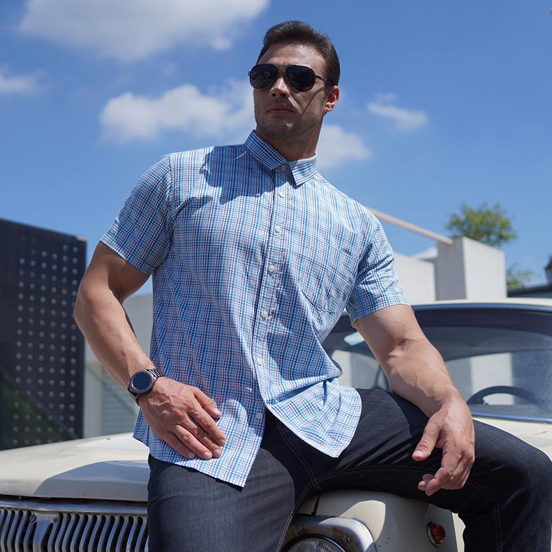 Plus Size Summer Plaid Shirt - Multicolor Short-Sleeve, Trendy Fit