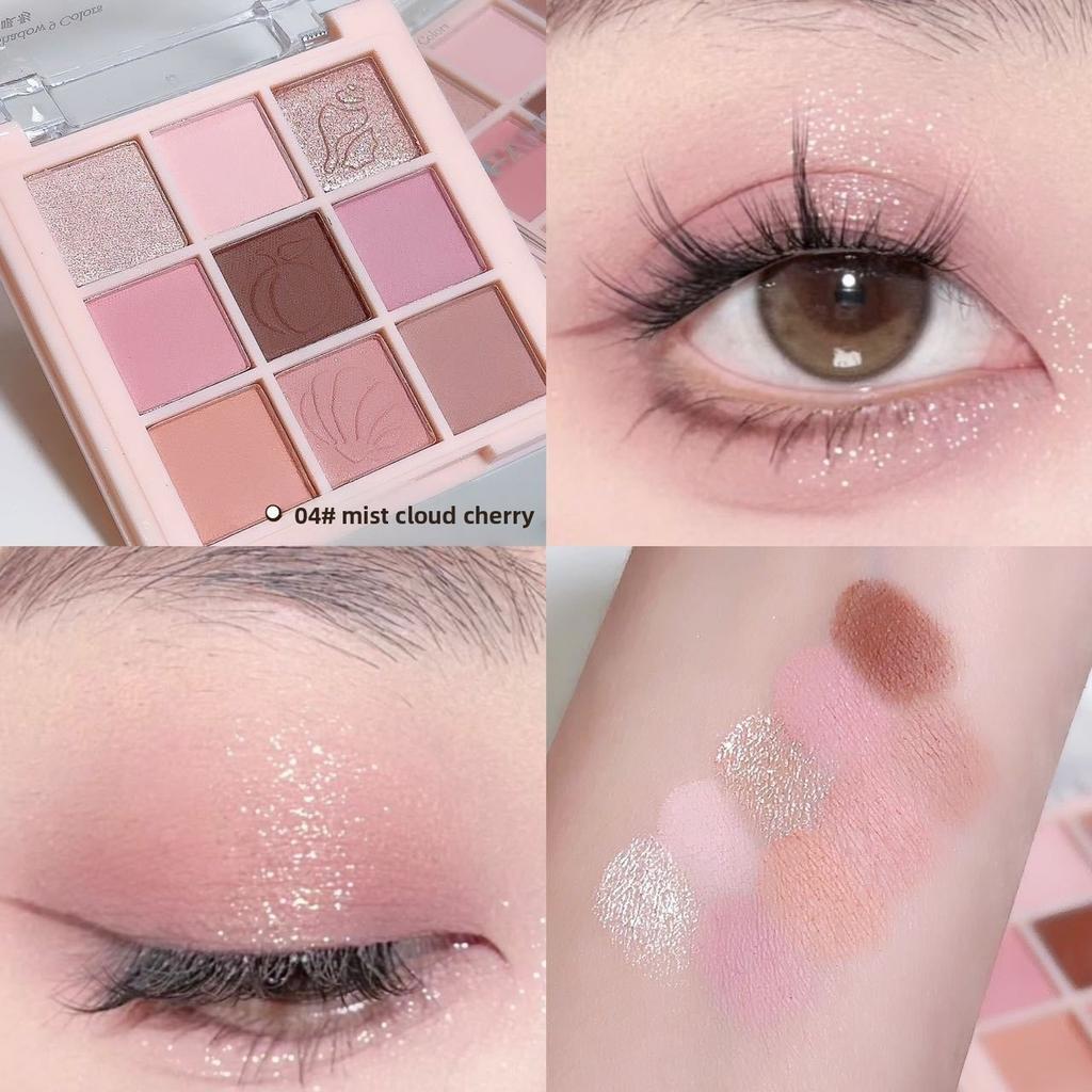 Nine-color Eyeshadow Disc, One Plate, Multi-purpose Earth Color Plain Makeup Nude Matte Pearlescent Fine Flash Student