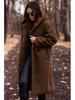 Fur Coat Women ,hooded Collar, Pure Color, Loose and Casual, Long-sleeved Faux Fleece Jacket
