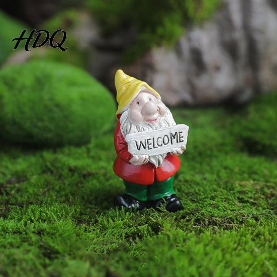 Weather Resistant Resin Figurine Mini Gnomes Figurine Welcome Gnome Garden Statue Small Fade Lawn Decor Dwarf Ornament for Fairy Garden Flower Pot,