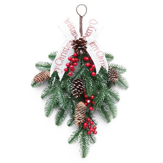 

Рождественский венок с красными ягодами, сосновая шишка, для дома, улицы, окна, входной двери, настенная искусственная гирлянда, настольное елочное украшение E