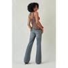 Damen Niedrige Taille Jeans Vintage Weit Ausgestellt Gerade Beine Verjüngt Baumwolle Lässig Frühling Jeans