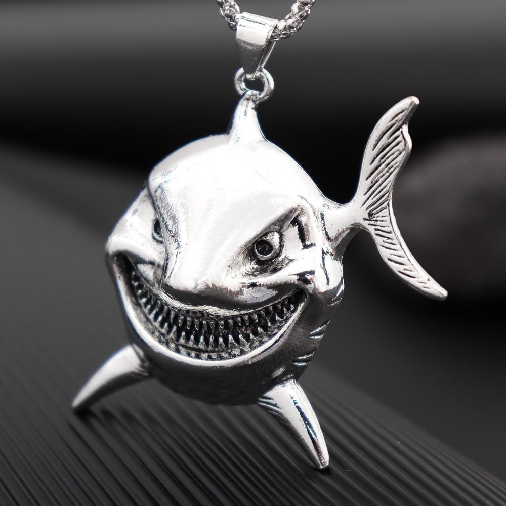Dominantes Punk Herren Shark Skull Bull Head Schmuck Anhänger Halskette