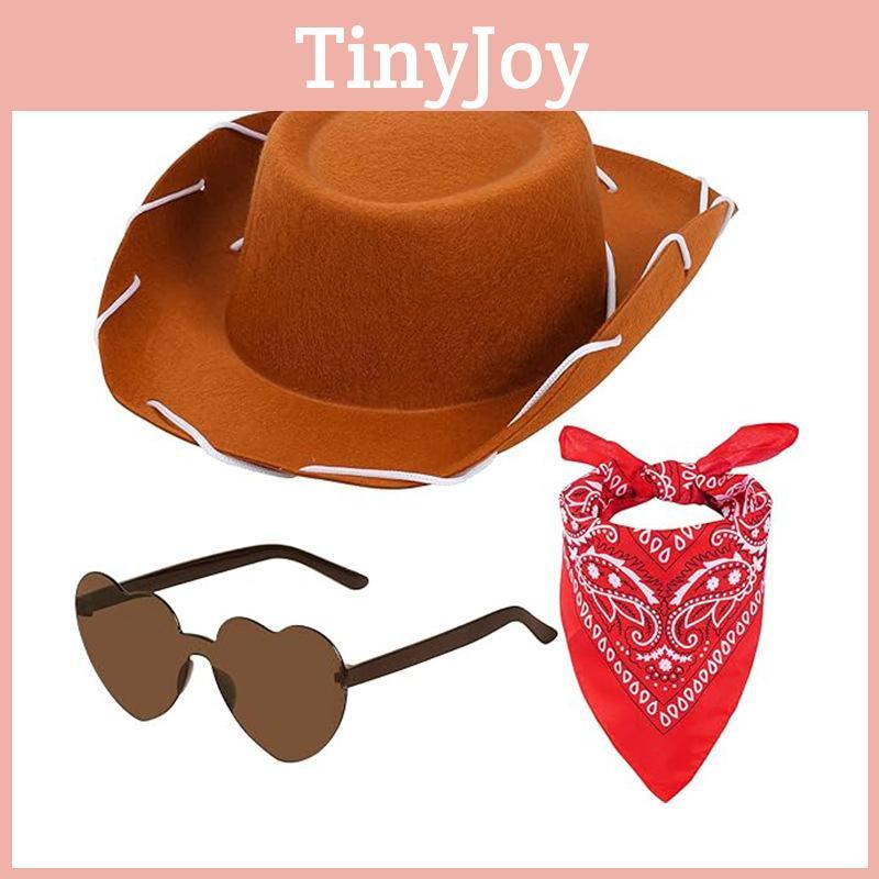 Kids Color Solid Western Cowboy Hat Glasses Bandana Accessories Party Holiday