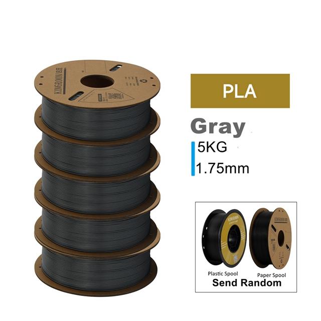 KINGROON 3D Printer Filament PLA PETG TPU ABS 5KG Bundle Black White Gray 1.75mm No Bubbles Plastic 5x1kg/Roll, Random Spool