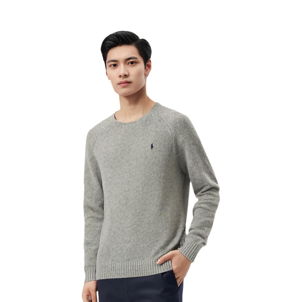 Polo Ralph Lauren FW22 Solid Logo Embroidered Knit Sweater Men sweater Gray 710878350-001