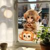 Affen Fenstertattoo Niedlicher Babyaffe PVC-Aufkleber Wiederverwendbare Statische Glasaufkleber für Wohnzimmer Heimdeko