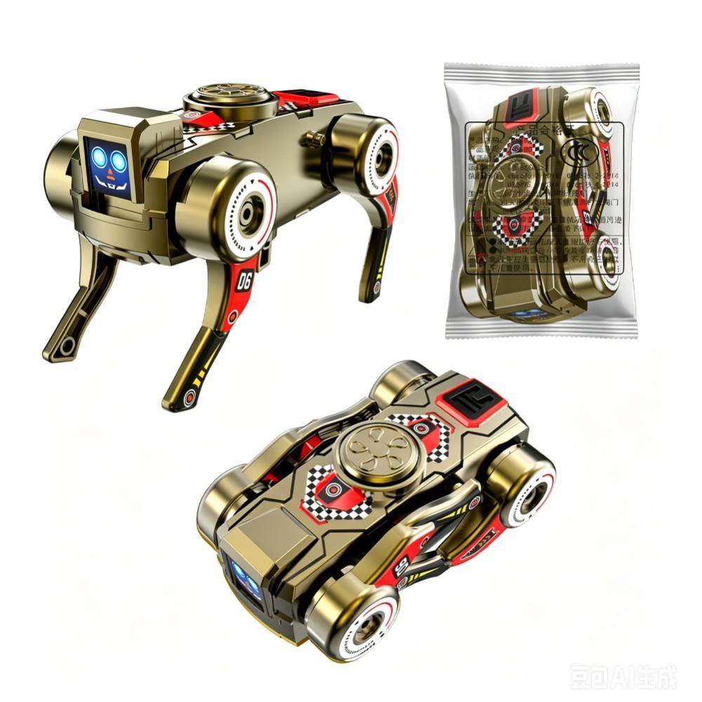 Creative Deformed Transforming Robot Dog Fidget Toy Birthday Gift золотой