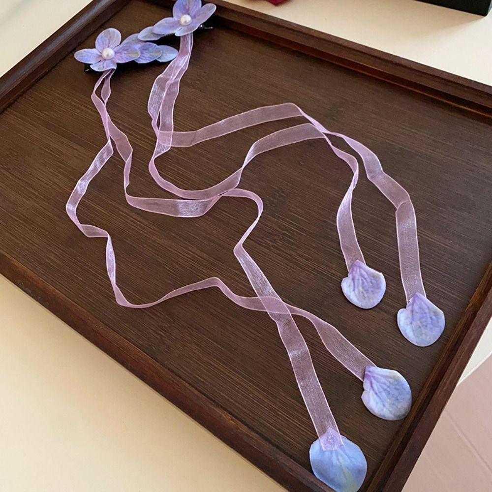 

Cloth Flower Hairpin Mesh Ribbon Duckbill Clip Sweet Simulation Flower Hair Clips Wedding фиолетовый