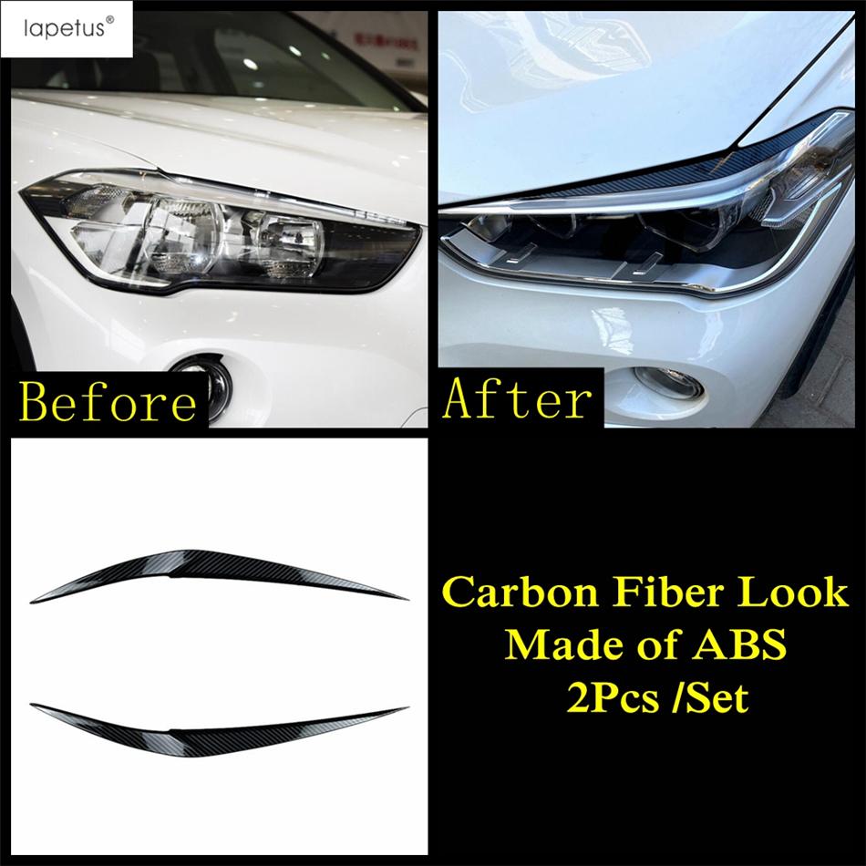 Car Head Light Lamp Eyebrow Eyelid Strip Stickers Decoration Cover Trim For BMW X1 F48 2016 -  ABS Carbon Fiber Accessories