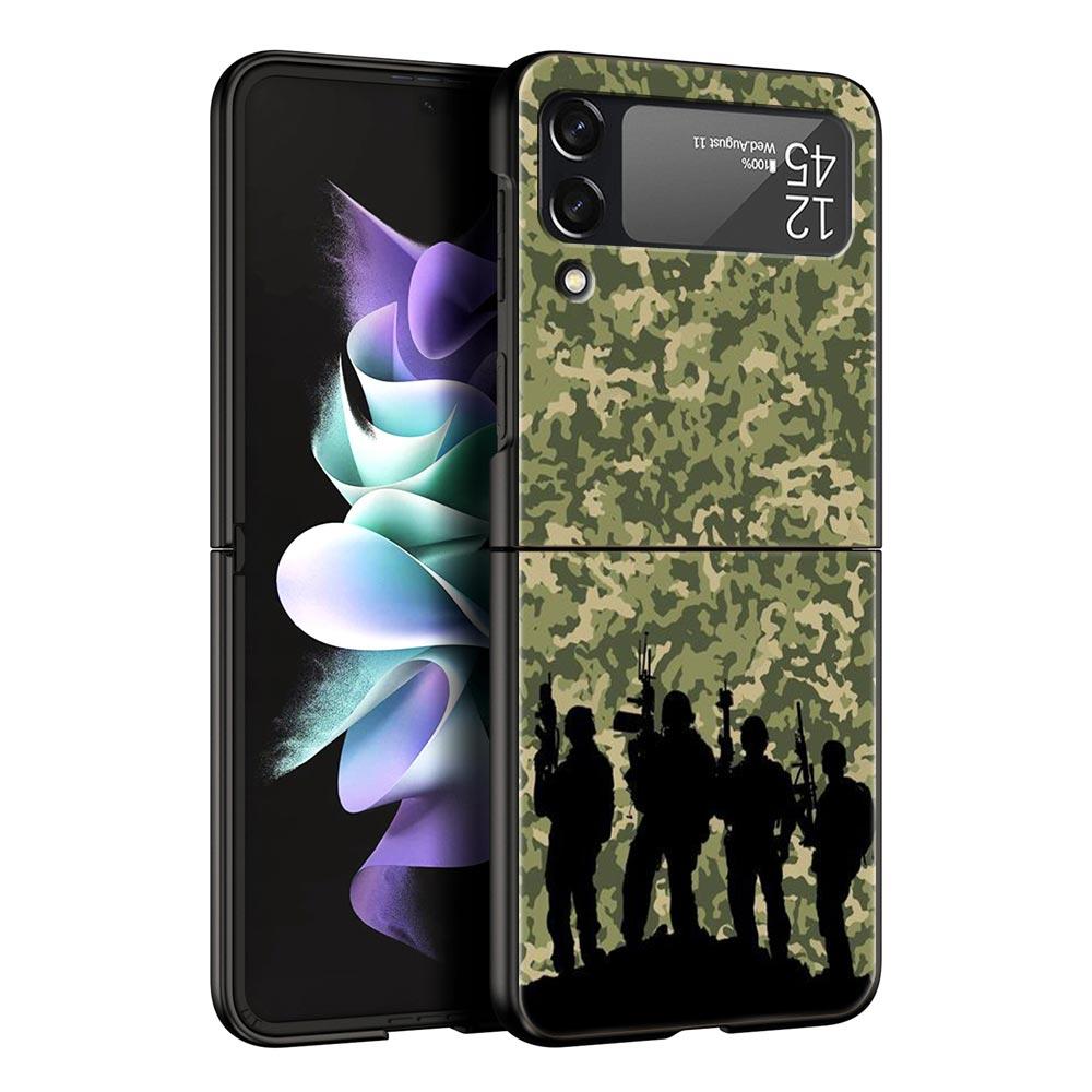 Camouflage Camo Military Army Phone Case For Samsung Galaxy Z Flip 6 5 4 3 Shell For Samsung Z Flip3 Flip4 Flip5 Hard PC Cover