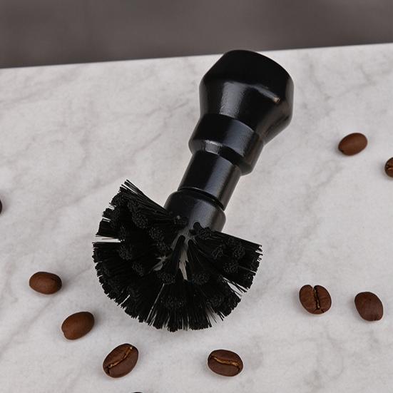 High-density Bristle Portafilter Brush Coffee Machine Basket Cleaning Brush, Soft with Hard Grinder Wood Handle Corner Espresso Tool Handheld