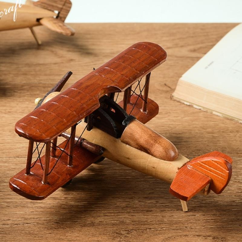 Handmade Wooded Air Plane Model Ornament Living Room Desktop Creative Decoration