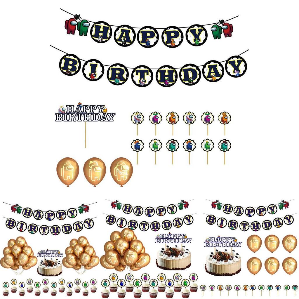Party Birthday Theme Decor Suit Supplies Set Balloon Caketopper Banner