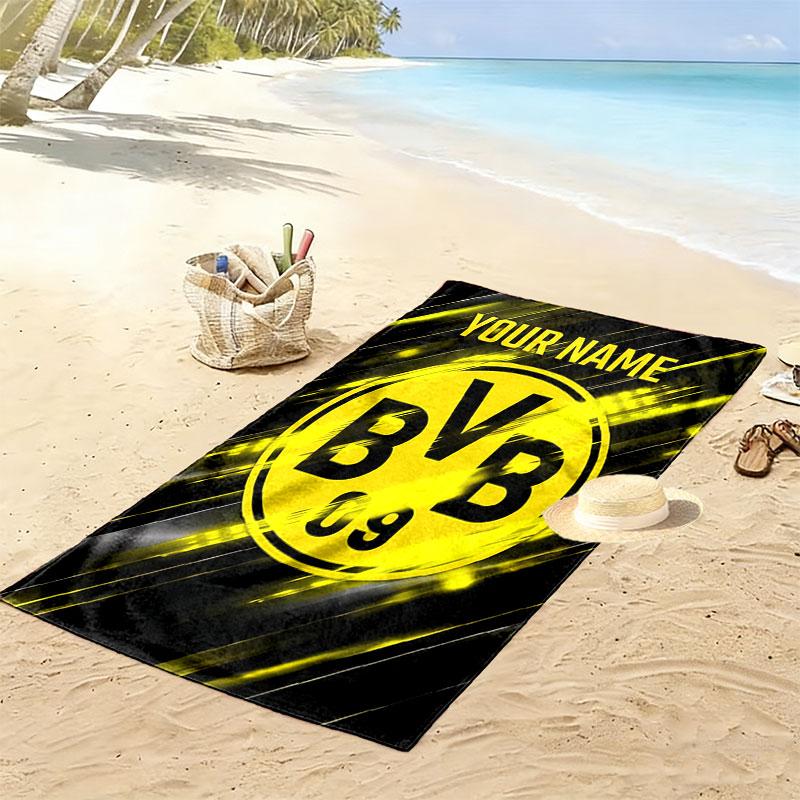 Custom Borussia Dortmund Print Beach Towel, Large Soft Quick Dry Towel for Beach Camping Swimming