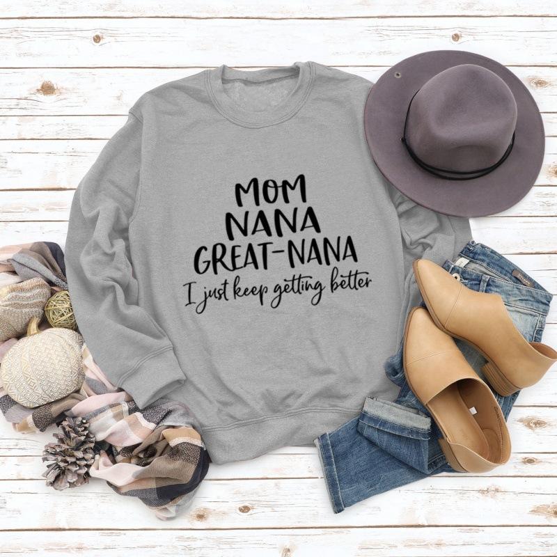 TOP MOM NANA GREAT NANA European and American alphabet fashion crew neck long-sleeved sweater independent station