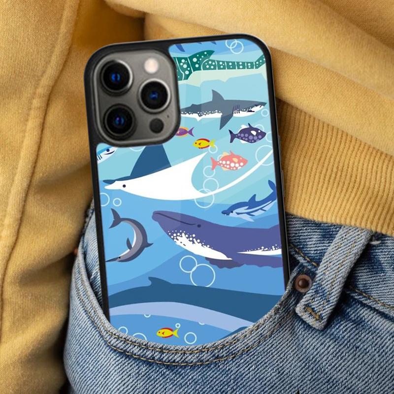 Shark Ocean Fish Soft Phone Case for iPhone 17 Air 16e Pro Max 15 Pro 13 14 Plus 11 12 MagSafe Magnetic Coque
