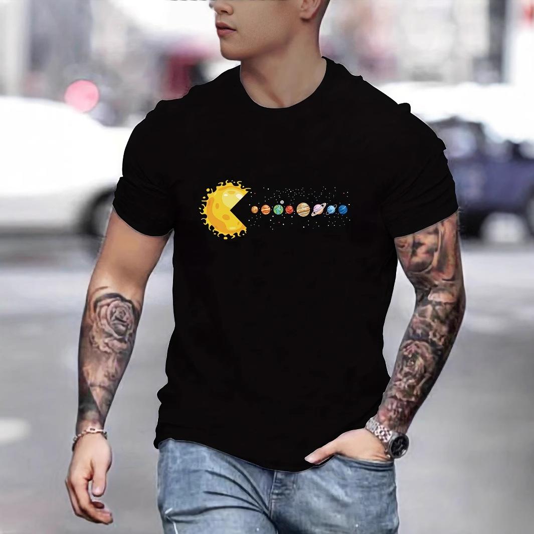 Summer Short-sleeved Printed Pattern Trendy Loose Round Neck Men s Short-sleeved T-shirt S