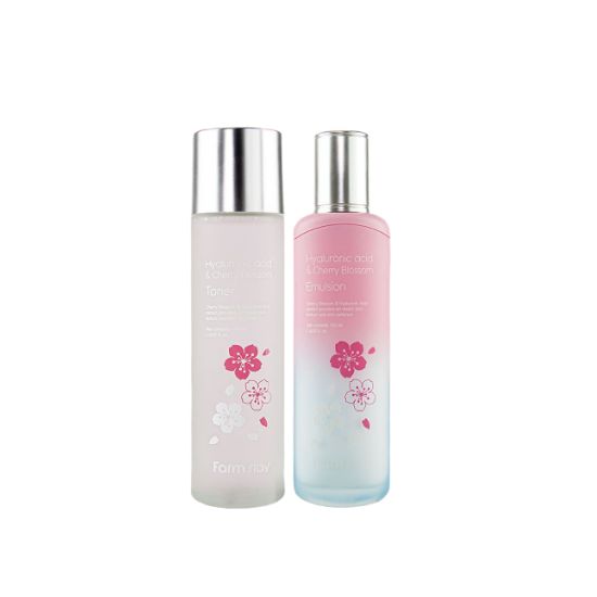 Farmstay Cherry Blossom Hydrating Radiance Skincare Set (Toner 150ml + Emulsion 120ml)
