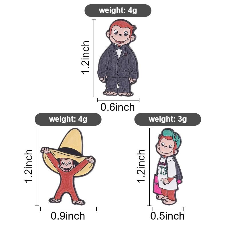 Classical Red Monkey Enamel Pins Set Funny Trendy Animal Brooches Quirky Lapel Badges Cool Humorous Gift For Teens