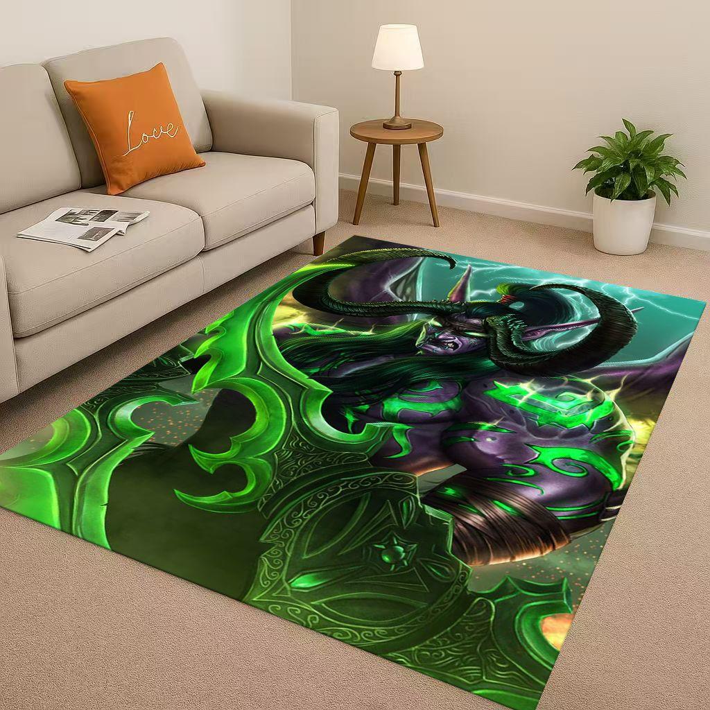 3D WOW World of Warcraft Game Demon Hunter Arthas Living Room Non Slip Area Rug Carpet for Bedroom Playroom Sofa,Home Doormat