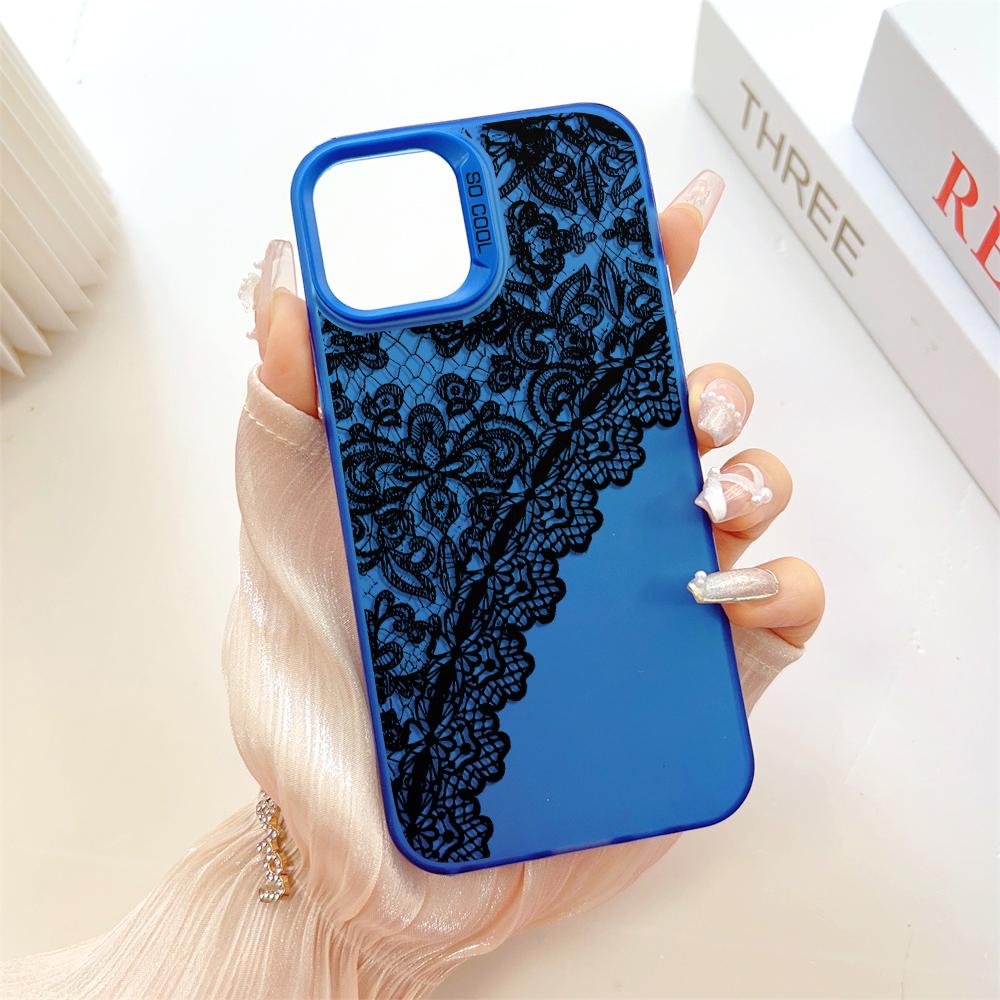 Elegante Kantpatroon Telefoonhoesje voor iPhone 17 Air 16 15 14 11 Pro 13 12 Mini Xs XR 8 7 Mat Laser Bumper Schokbestendig Harde Cover
