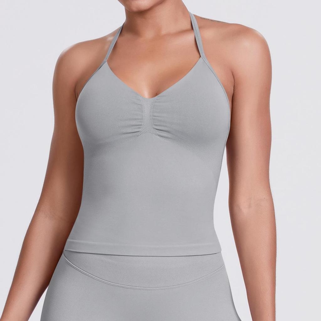 Seamless Solid Color Sexy Back Tank Top for Women - Yoga, Running, Fitness