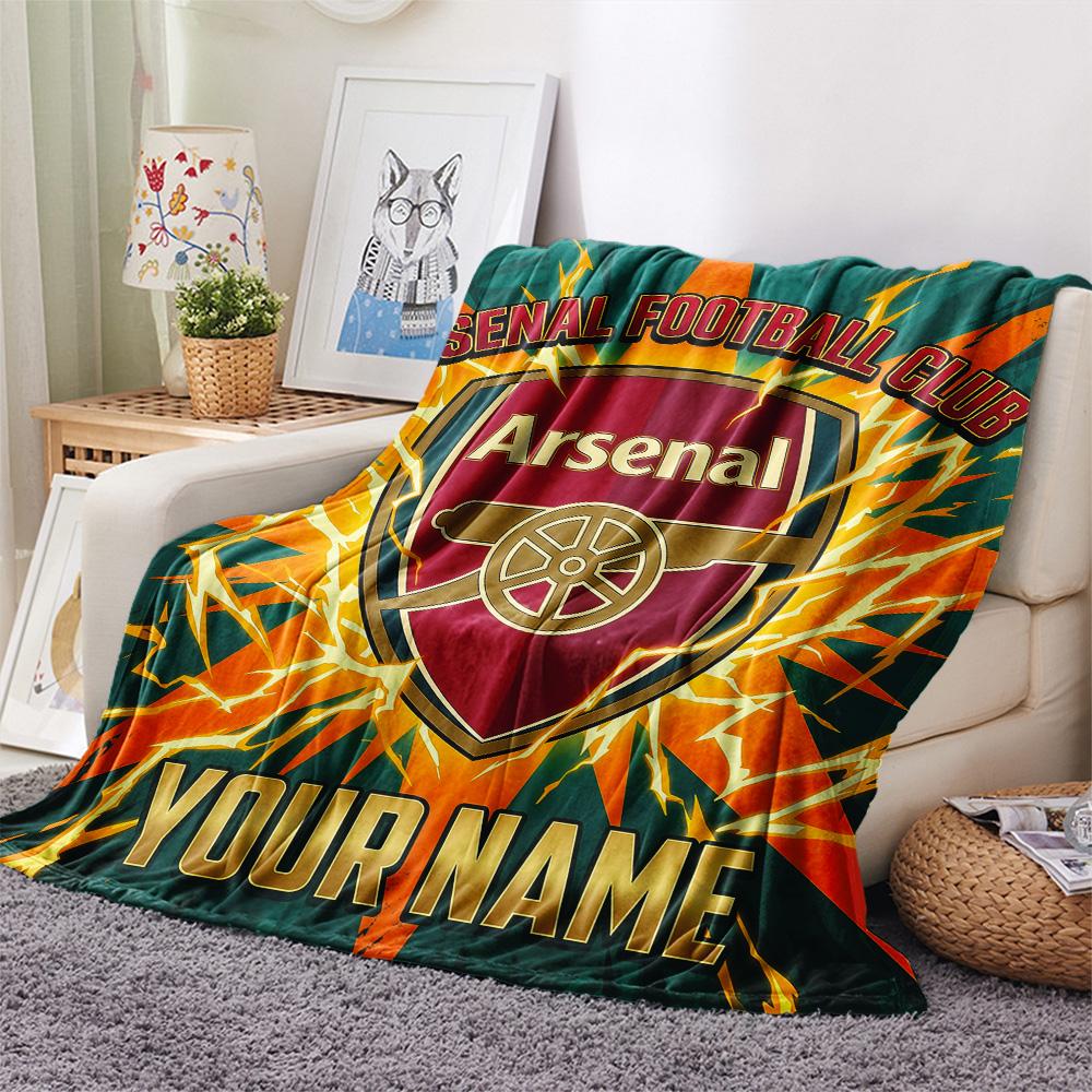 Custom Name Arsenal Flannel Blanket, High Quality Comfortable for All Seasons, Home Decor, Warmth and Comfort