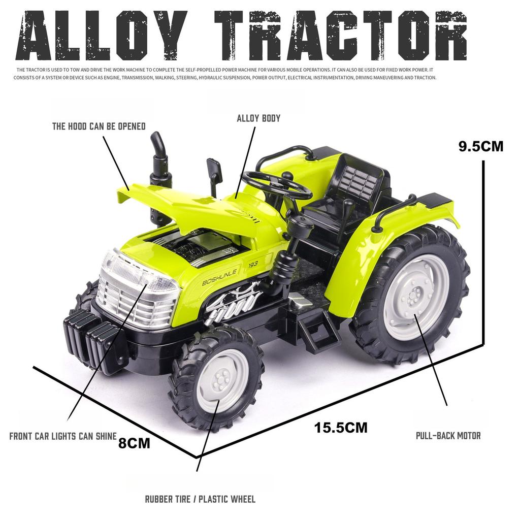 1:32 Farm Specific Tractor Alloy Model Toy Car Sound Light Doors Opened Pull Back Farmer's Cars Models Kids Birthday Gifts