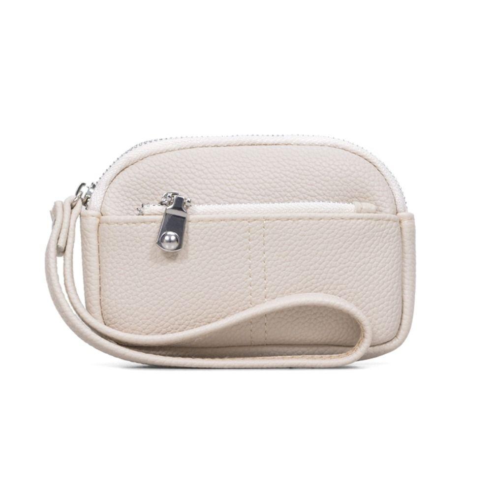 Fashion PU Leather Women Mini Wallet Solid Color Storage Bag Students Coin Purse Large Capacity Zipper Wrist Key Bag Zipper