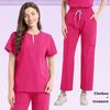 Uniforme Camice Medico Donna Set Camice da Infermiera Tasca Top+Pantaloni Tuta 2 Pezzi Abbigliamento da Infermiera Sala Operatoria Abbigliamento da Lavoro Salone di Bellezza