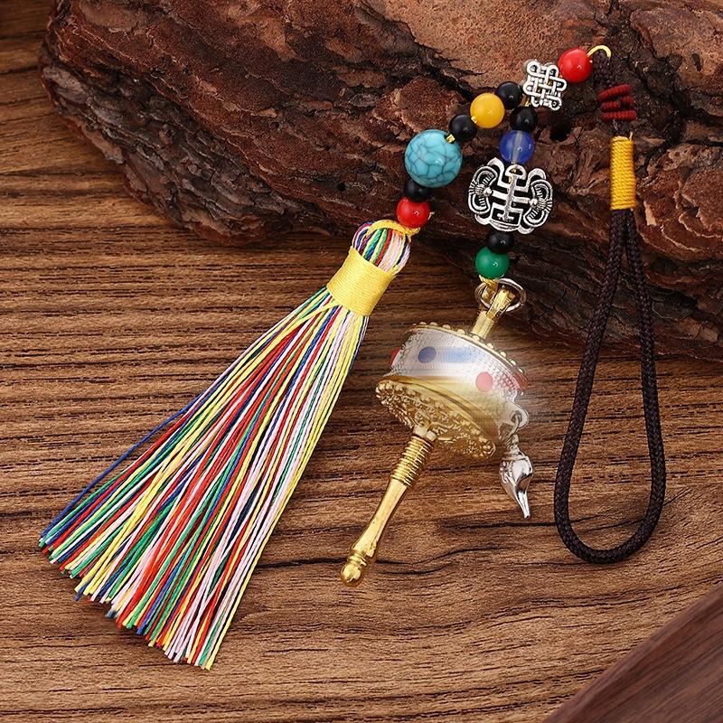 Chinese alloy six-character keychain pendant bag hanging metal accessories, barrel pendant gift pendant colorful