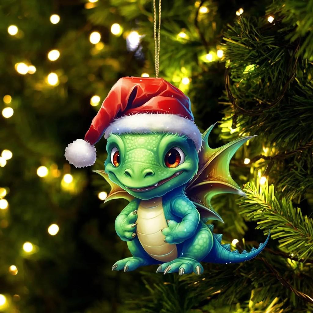 Colorful Acrylic Cartoon Christmas Dragon Car Decoration Stylish Festive Home Ornament
