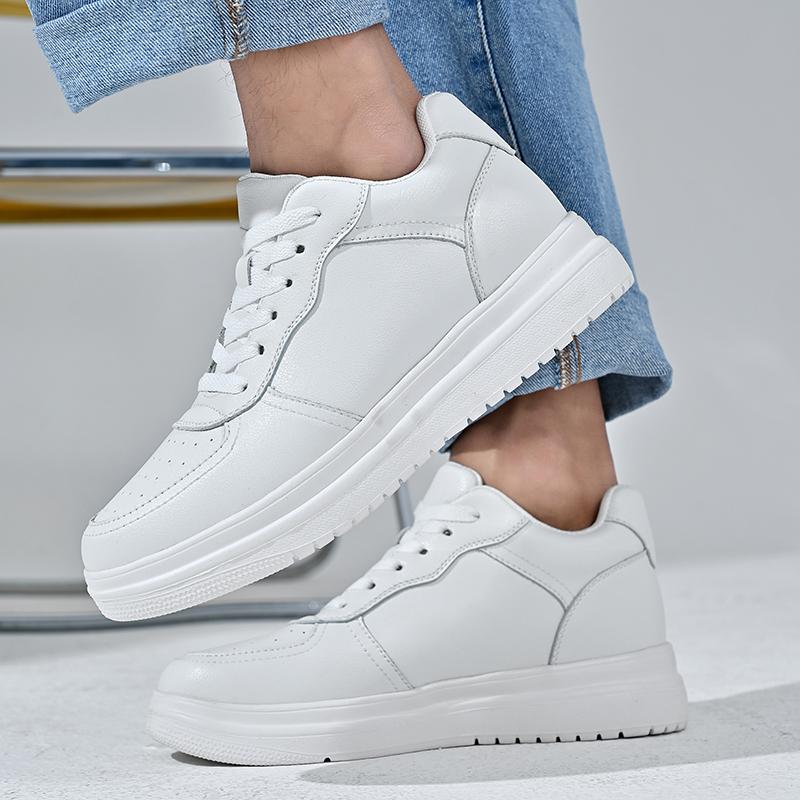Men's Lift Oxford Shoes Elevator Chunky Sneakers Height Increase 6cm Unisex White Plus Size 36-44