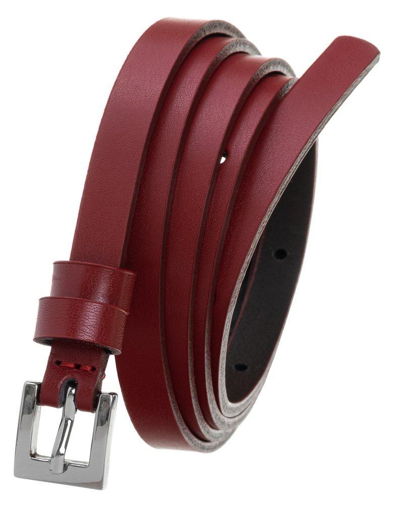 Classic, narrow women's belt with a silver metal buckle