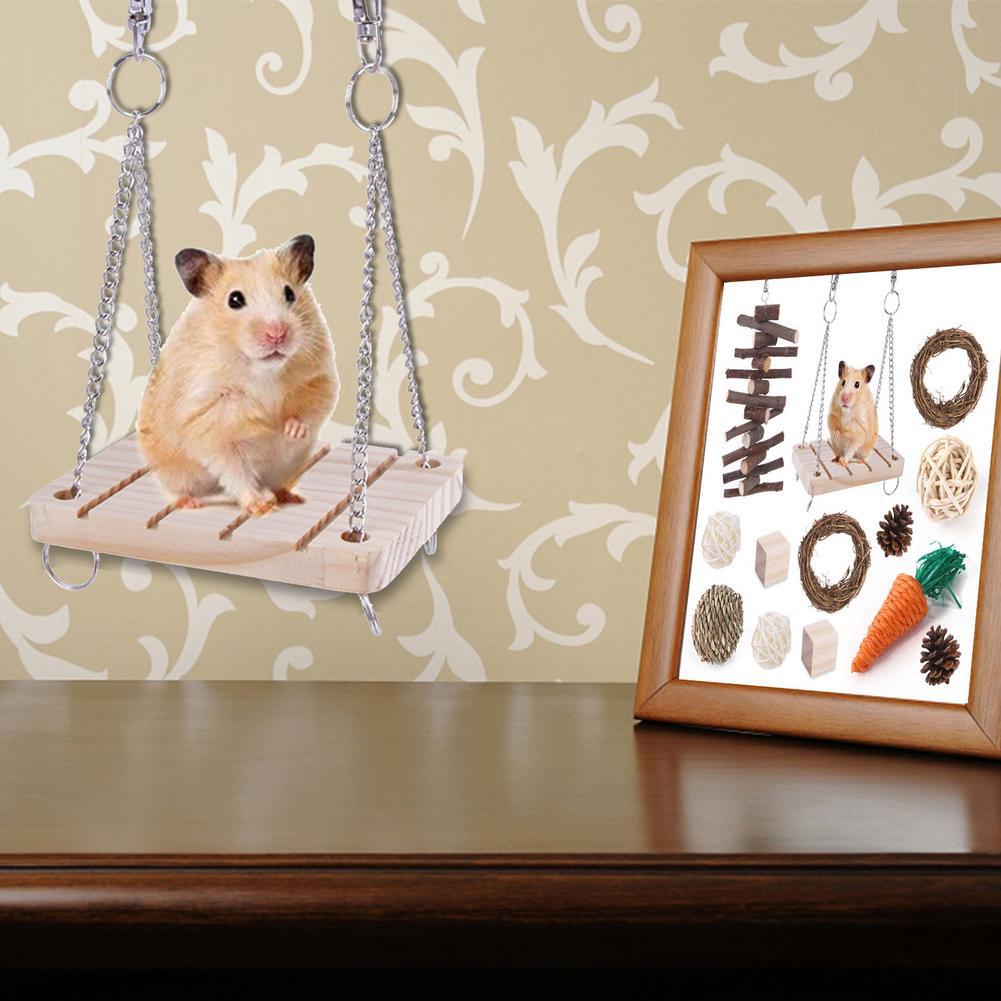 Wooden Hamster Toy Grass Ball Set Bite-resistant Molar Cleaning Tooth Toys Interactive Games Props Pet Supplies For Rabbit Guinea Pig