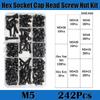 Hex Socket Head Cap Screws Nut M2 M3 M4 M5 M6 Grade 12.9 Machine Screw  Alloy Steel Black Bolt Nut Hexagon Socket Bolt Nut Kit