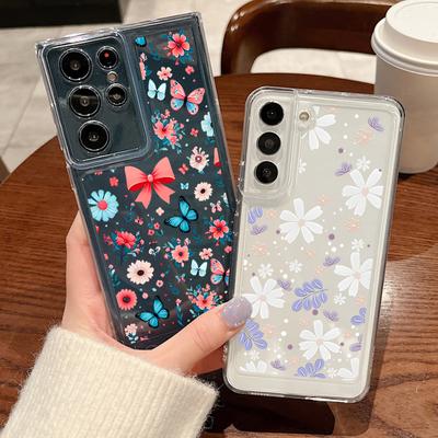 Przezroczyste etui na Samsunga Galaxy S25 Edge S24 S23 S22 Ultra S24 S21 FE A56 A36 A55 A16 A15 5G Wzór motyla Miękkie etui TPU na telefon
