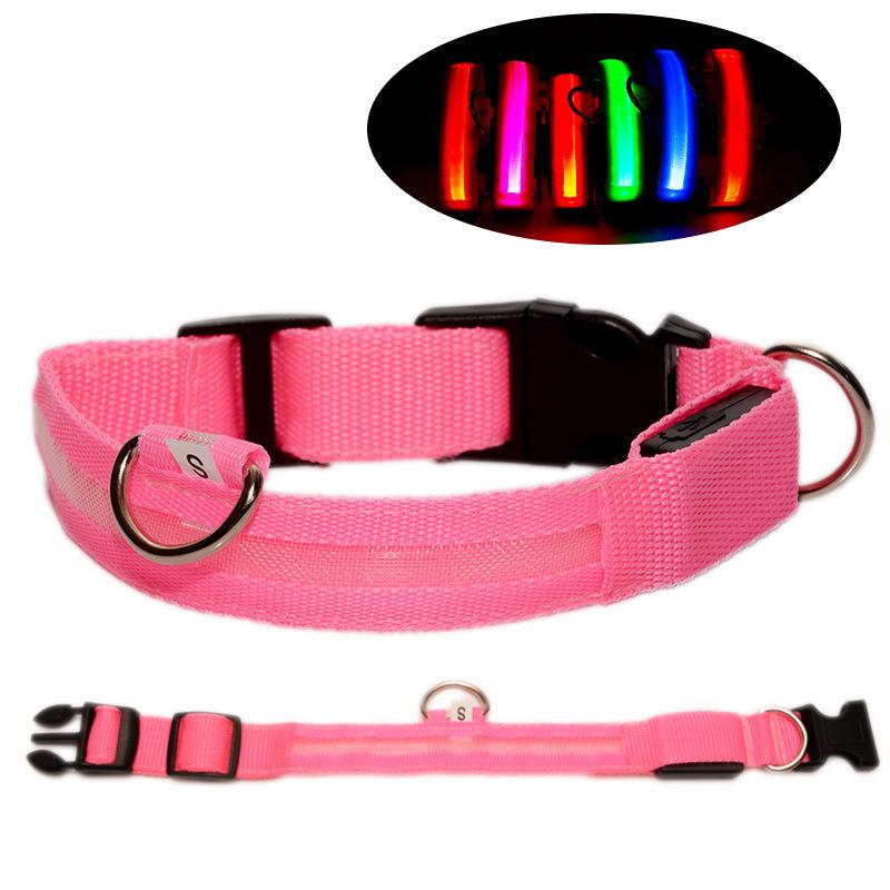 Dog Collar Nylon LED Night Safety Flashing Glow In The Dark Pet Dog Leash Pet Dogs Luminous Fluorescent Dog Accessories Collar