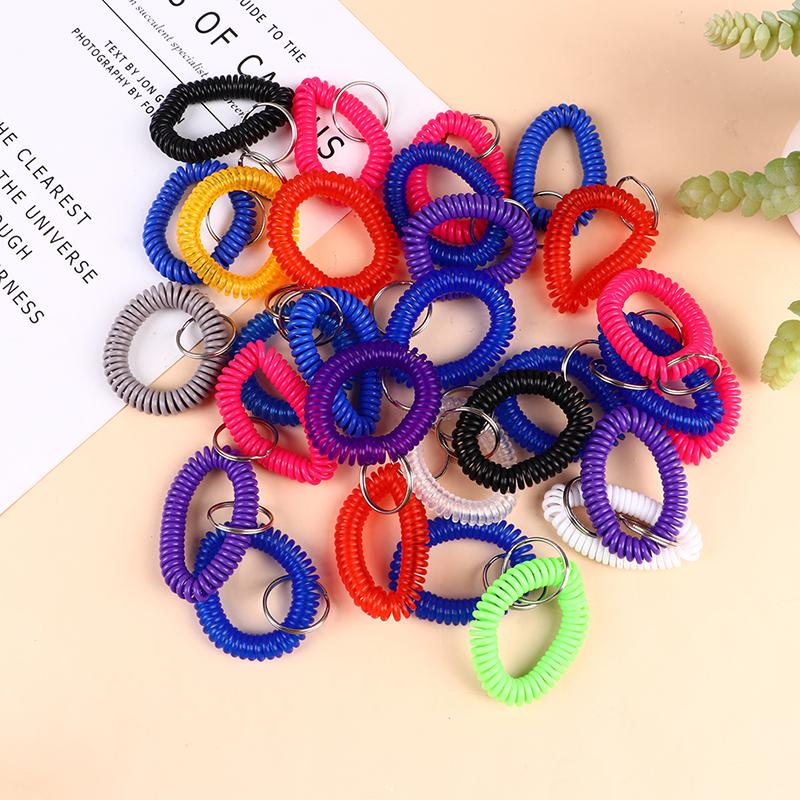 10Pcs Multipurpose Stretchable Wristband Keychain Spring Flexible Spiral Elastic Band Bracelet Key Holder Ring For Sauna Gym Outdoor Sports Hair Rings