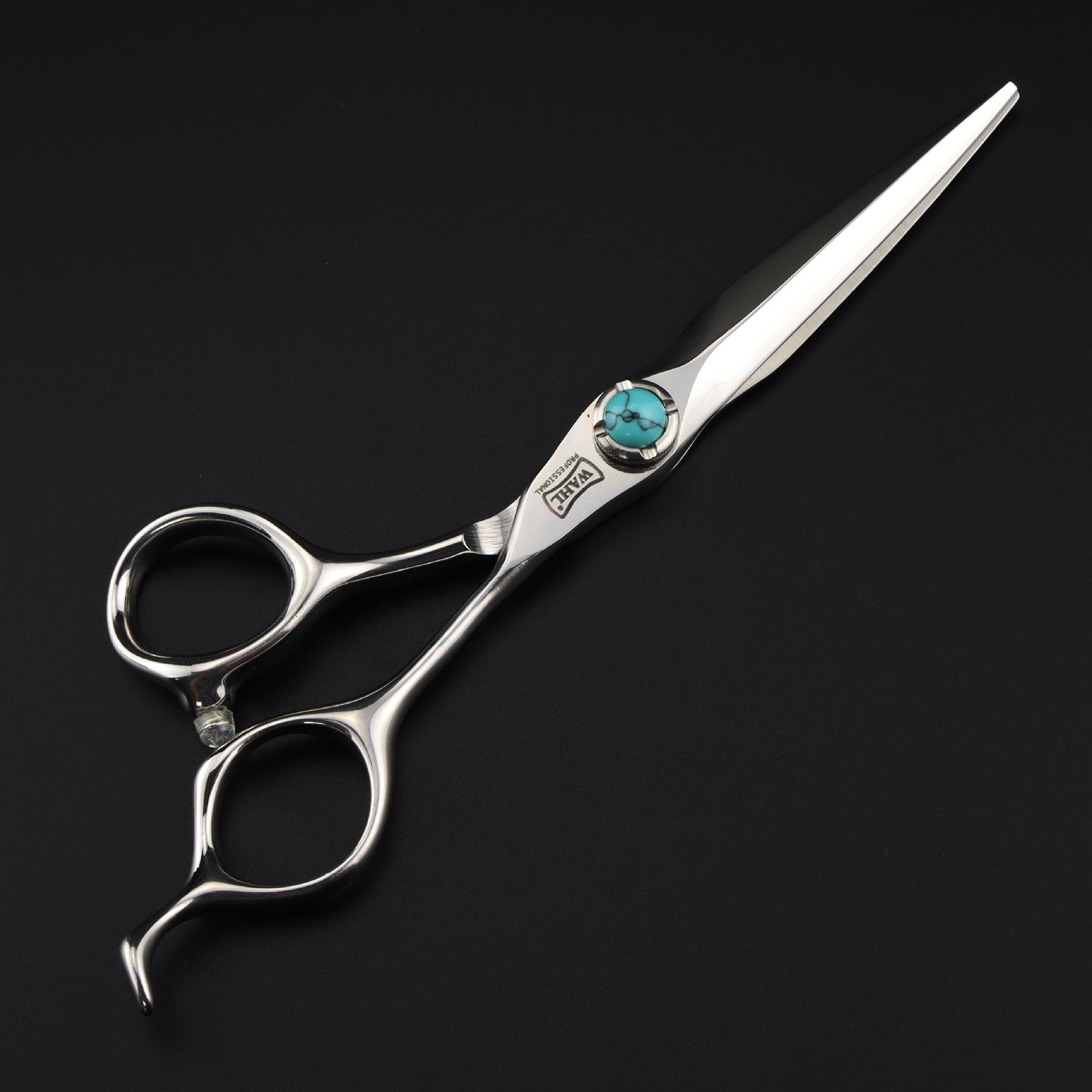 6.0 Inch Fm-123 Straight Handle Big Sword Back Turquoise Waldorf, Bright Flat Scissors, Hair Scissors, Hair Scissors Fm-123 flat scissors